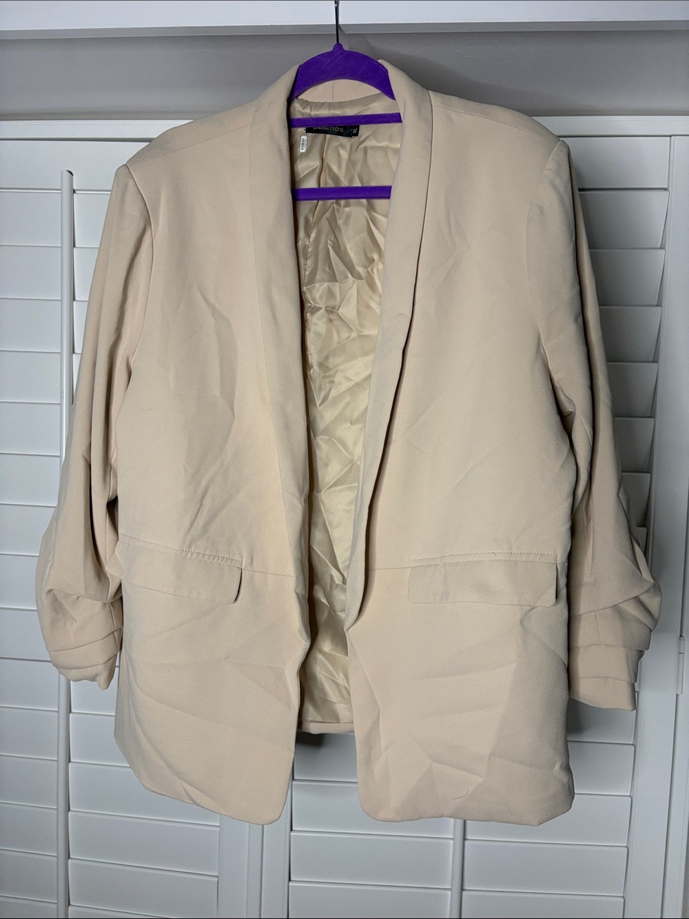 Light Cream Open-Front Blazer Jacket - Women's